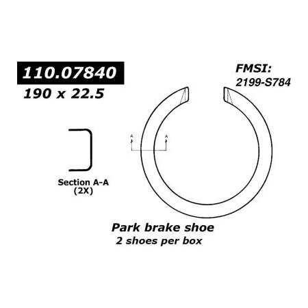 Centric Centric Premium Parking Brake Shoes, Centric Parts 111.07840 111.0784